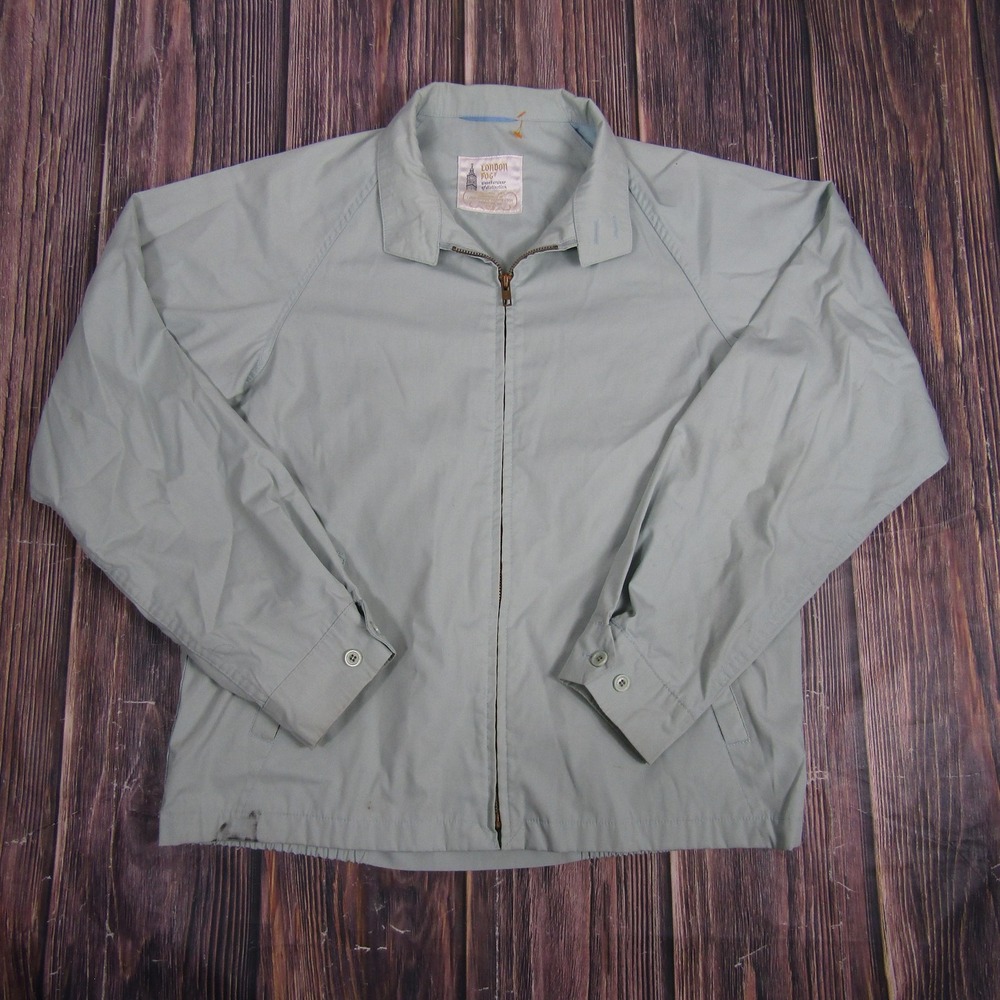 London Fog‎ Jacket Mens 40 Long Grey Vintage Harrington Zip Up Windbreaker UT1-5